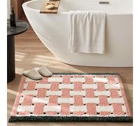 Tapis Salle De Bain Rose Tapis Salle De Bain Antiderapant Absorbant,Tapis De Douche en Microfibre Douce Lavable en Machine,Epais