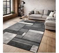 tapis salle de réception 160x230 tissé gris rectangle motif géométrique LYN8 GEOME