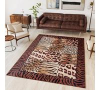 Tapis Salle de séjour Chambre à coucher Modernes Design Jaune d'or Marron Beige Chiné Afrique Jaguar Bordures Salle à manger OEKOTEX 300 x 400 cm