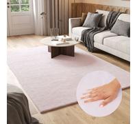Tapis Salle de séjour Chambre à coucher Unicolore Design moderne Shaggy à poils longs Rose doux 180 x 250 cm