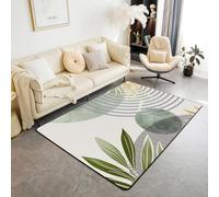 Tapis Salon 100x150cm Boho Du Milieu Du Siècle,Tapis Chambre Géométrique Moderne,Tapis Sol Géométrie Minimaliste,Décoration D'Intérieur Feuilles de Courbe D'Arc Esthétique Abstraite Rétro Du Soleil