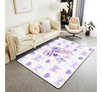 Tapis Salon 100x150cm Nœud Violet Tapis Chambre Papillon Floral Boho Tapis Sol Cœur d'Amour Saint-Valentin Décoration D'Intérieur Nœud Style Princesse RêveurDécor de Chambre Esthétique Kawaii