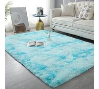Tapis Salon 100x200cm Super Doux Ne Pas enlever Les Cheveux Tapis à Poils Longs Style Moderne Luxe Confortable pour Chambre à Coucher Salon Salle de Bain, Bleu Ciel