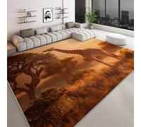 Tapis Salon 120 x 170 cm Animal Girafe, Photographie De La Nature Enfants Antidérapant Tapis Couleur Orange Poils Ras Doux Lavable Moquette pour Chambre Décoration Intérieure Paillasson Moquette
