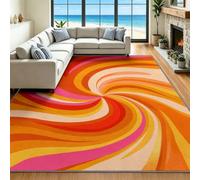 Tapis Salon 120 x 170 cm Moderne Tendance Lavable en Machine Antidérapant | Poil Ras Doux Tapis Chambre Géométrique Tourbillon Courbes pour Chambre d'enfant, couloir et salle de bains