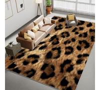 Tapis Salon 120 x 170 cm Tapis Imprimé Imprimé Léopard à Texture Animale, Runner Lavable à Poils Courts Jaune pour Chambre et Salle à Manger, Doux, Antidérapant, Anti-Peluche, Runner de Couloir