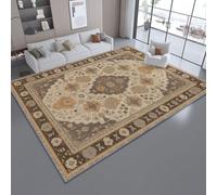 Tapis Salon 120 x 180 cm, Design Traditionnel Éléments Ornés Géométrie, Gris Brun Tapis Antidérapant à Poils Courts Ne Perde Pas de Peluches, Facile à Entretenir pour Salon, Salle à Manger, Bureau