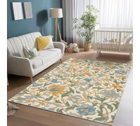 Tapis Salon 120 x 180 cm, Design William Morris Floral Vigne, Beige Tapis Antidérapant à Poils Courts, Facile à Entretenir pour Salon, Salle à Manger, Bureau à Domicile,