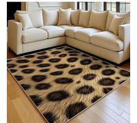 Tapis Salon 120 x 180 cm Imprimé léopard Flanelle Imitation Bois Doux Noir Antidérapant, Grand Tapis Salon Entrée Balcon Couloir Chambre