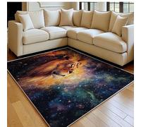 Tapis Salon 120 x 180 cm Lion du Ciel étoilé Doux Poil Ras Antidérapant Lavable en Machine Brun Tapis Chambre Adulte Salle à Manger Cuisine Bureau