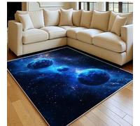 Tapis Salon 120 x 180 cm Planète des rêves Doux Antidérapant Lavable en Machine Bleu Grand Tapis Chambre à Coucher Salle à Manger Bureau Facile d’Entretien