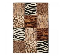 tapis salon 120x170 tissé beige rectangle motif animaux LYN1 SAVANA