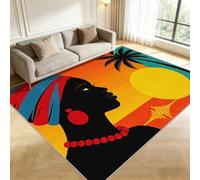 Tapis Salon 120x170cm Silhouette Féminine Noire Antidérapant Lavable
