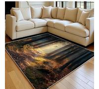 Tapis Salon 140 x 200 cm Chemin de Campagne Doux Poil Ras Antidérapant Lavable en Machine Paysage d'automne Grand Tapis Chambre Adulte Salle à Manger Bureau Descente de Lit