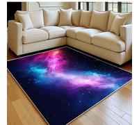Tapis Salon 140 x 200 cm Ciel étoilé de rêve Doux Poil Ras Antidérapant Moderne Violet Tapis Chambre Sol