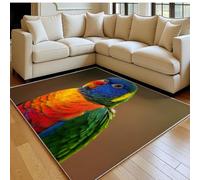 Tapis Salon 140 x 200 cm Portrait de Perroquet Rainbow Colors Doux Poil Ras Antidérapant Moderne Couleur Orange Tapis Chambre Sol