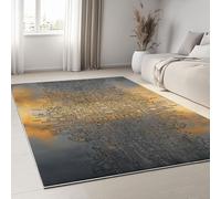 Tapis Salon 140 x 200 cm Runner Rectangulaire Lavable Imprimé Style Rétro Industriel, Architecture Antique Rayures Géométriques Tapis Décoratif Antidérapant Bas Doux pour Chambre Décoration Sol