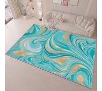 Tapis Salon 140 x 200 cm, Tapis à Poils Courts et denses pour Chambre à Coucher, Motif Tourbillons De Marbre Abstraits, Extra Doux et Facile à Nettoyer, Vert Or