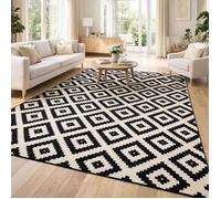 tapis salon 140x200 tissé crème rectangle motif scandinave LYN1 ROMA