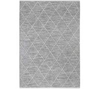 tapis salon 140x200 tissé en coton gris rectangle motif scandinave COTONA