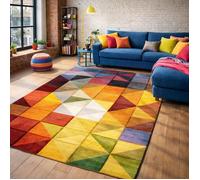 tapis salon 140x200 tissé noir et rouge rectangle motif géométrique LYN8 MARIX
