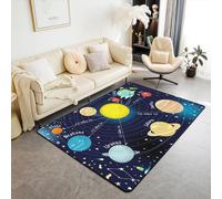 Tapis Salon 150x200 de L'Espace Extra-Atmosphérique,Tapis Chambre Ciel Étoilé pour Enfants Garçons Filles Ados,Tapis d'intérieur Galaxie Planète Espace pour Chambre À Coucher Antidérapant,Bleu