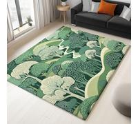 Tapis Salon 160 x 230 cm Motif Arbres Abstraits Collines, Tapis Grande Taille pour Chambre Adulte Moderne à Poils Ras, Lavable et Antidérapant pour Décoration Intérieure Vert