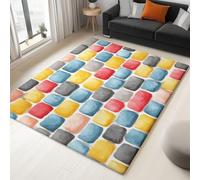 Tapis Salon 160 x 230 cm, Tapis Lavables avec Dos Antidérapant, Moquette à Poils Courts Mur De Briques Pavées Peintes À La Main pour Salon Chambre, Bureau & Plus Durable & Écologiqu, Couleur