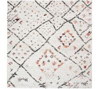 tapis salon 160x160 tissé crème carré motif berbère MORYLA C