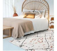 tapis salon 160x160 tissé crème carré motif berbère MORYLA C