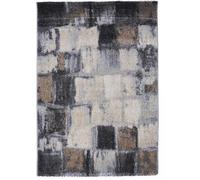 tapis salon 160x160 tissé gris carré motif géométrique ELEGANT 04