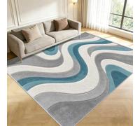 Tapis Salon 160x230 cm Vagues Abstraites 3D Imprimé, Ne Se Décolore | Poils Courts Antidérapant, Lavable, Courbe de Débit Tapis de Sol Intérieur Doux, Confortable pour Salon et Chambre