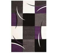tapis salon 160x230 tissé violet rectangle motif damier LYN8 COMMA