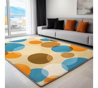 Tapis Salon 180 x 240 cm Cercles Abstraits Géométriques, Lavable en Machine Tapis de Chambre Antidérapant - pour Manger Bureau & Plus Durable Poils Ras Moquette Beige