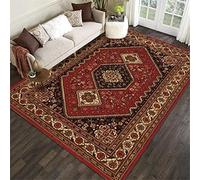 Tapis Salon 200 x 300 cm Grand Antidérapant Intérieur Moquette Chambre Moelleux Moderne Tapis Rectangulaire De Sol Style Ethnique rétro géométrique Rouge et Jaune