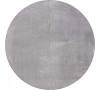 Tapis salon Ø200cm LYN10 LAVABLE Gris uni, tapis shaggy à longs poils