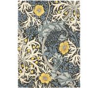 tapis salon 200x280 fait à la main en laine bleu et jaune motif floral