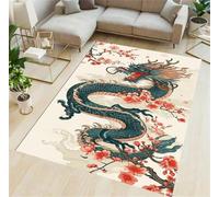 Tapis Salon 40x120 cm Lavable Tapis Salon,Grand Tapis Chambre Dos Antidérapant, Tapis Moderne et élégant pour Salon, l'entrée, Chambre, Cuisine(Dragon des Fleurs)