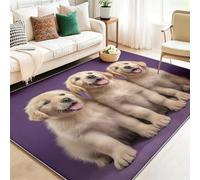 Tapis Salon 60 x 90 cm Lavable Antidérapant, Décoratif Tapis en Flanelle Ultra Doux à Poils Courts,Multicolore Dessins animés Animaux Chiots pour Salon Chambre Enfant