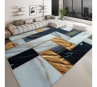 Tapis Salon 60 x 90 cm Marbre, Puzzle Géométrique Enfants Antidérapant Tapis Noir Et Blanc Poils Ras Doux Lavable Moquette pour Chambre Décoration Intérieure Paillasson Moquette