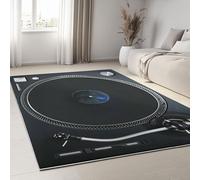 Tapis Salon 60 x 90 cm Réalisme Tapis Doux Antidérapant pour Chambre, Runner Lavable Musique Tourne Disque Géométrie, Runner de Sol pour Bureau Salle de Bain Salle à Manger Salle de Jeux