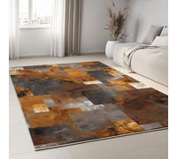 Tapis Salon 60 x 90 cm Runner Rectangulaire Lavable Imprimé Shabby Chic, Géométrie Antique Blocs Patchwork Tapis Décoratif Antidérapant, Runner Bas Doux pour Chambre Décoration Sol