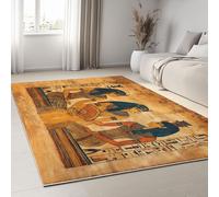 Tapis Salon 60 x 90 cm Tapis Figures de L’Égypte Antique Géométrie, Runner Lavable à Poils Courts Tribal Traditionnel pour Chambre et Salle à Manger, Doux Antidérapant Anti-Peluche Runner de Couloir