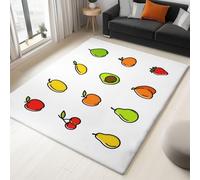 Tapis Salon 60 x 90 cm Tapis Icônes De Fruits De Design Graphique, Moquette Lavable Blanc - pour Chambre et Salle à Manger Doux Antidérapant Anti-Peluche Runner de Couloir