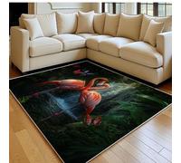 Tapis Salon 80 x 120 cm Les Chutes Flamingo Lavable en Machine Vert Tapis Chambre Doux Grand Salon Antidérapant