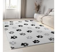 Tapis Salon 80 x 150 cm Tapis Imprimé Empreintes De Pattes De Chien, Runner Lavable à Poils Courts Style Simple pour Chambre et Salle à Manger, Doux, Antidérapant, Anti-peluche, Runner de Couloir