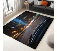 Tapis Salon 80 x 150 cm Tapis Imprimé Scène Nocturne De Bâtiments Urbains, Runner Lavable à Poils Courts Paysage Naturel pour Chambre et Salle à Manger, Doux, Antidérapant, Runner de Couloir