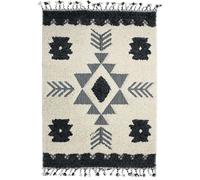 Tapis salon à reliefs lignes crème gris 160x230