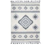 Tapis salon à reliefs losanges crème 120x170