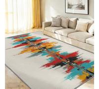 Tapis Salon Abstrait - Lavable Tapis Imprimé à Poils Courts - Reflets Urbains - Doux Moquette pour Chambre, Tapis Antidérapant Salle à Manger, Crème 160 x 230 cm